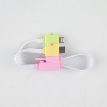 三合一ABS充電線-積木造型USB數據線集線器_3